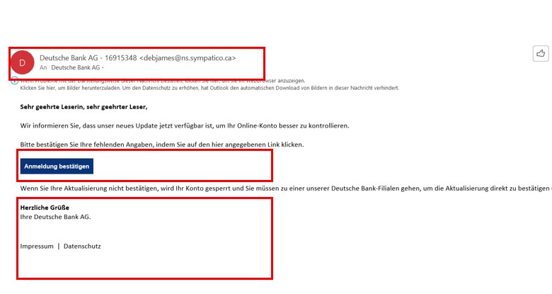 Beispiel einer Phishing-Mail